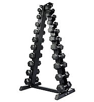 Home Fitness Gym - Premium Rubber Hex Dumbbell Set with Rack | 10kg Dumbbell