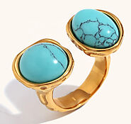 18K Gold Plated Turquoise Ring - Gems for a Gem