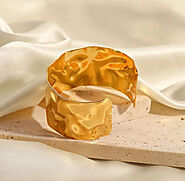 18k Gold Plated Modernist Cuff Bracelet - Gems for a Gem