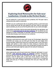 Exploring Used Motorcycles for Sale near Lumberton a Guide to the Perfect Dealer