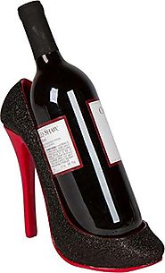 8.5" x 7"H High Heel Wine Bottle Holder - Stylish Conversation Starter Wine Rack By Trademark Innovations (Black)