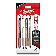 SHARPIE S-Gel, Gel Pens, Sleek Metal Barrel, Medium Point (0.7mm), Black Ink, 4 Count