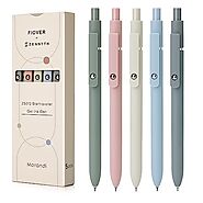 FIOVER 5pcs Gel Pens Quick Dry Ink Pens Fine Point Premium Retractable Rolling Ball Gel Pens Black Ink Smooth Writing...