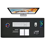 Desk Mat with Wireless Charging Desk Pad for Desktop Charging Large Mouse Pad 32x16 Waterproof Black Leather Computer...