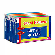 Birthday Gift for Kids 3+ Pack of 5 Wooden Puzzles for 3+ kids 142 Pieces – Mini Leaves