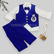 Baby Boy Royal Blue Velvet Personalized Suit