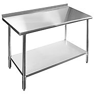 Gridmann Stainless Steel Commercial Kitchen Prep & Work Table w/ Backsplash - 48" x 24"