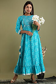 Blue Bandhani Dress