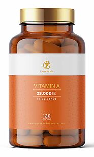 Vitamin A - 25.000 IE pro Softgel-Kapsel - nur natürliches Vitamin A-Palmitat - in nativem Olivenöl - 120 Kapseln