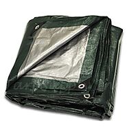 Heavy Duty Green/Silver Poly Tarp 12'x12' | 12x12 Weave