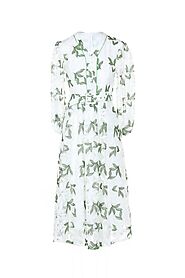 Shop Elegantly Enchanted: Green Leaves Embroidery Mesh Dress – BTK COLLECTION