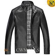 CWMALLS Mens Leather Bomber Jacket CW850406