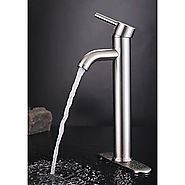 Morden Centerest Nickel Brushed Finish Solid Brass Bathroom Sink Faucet At FaucetsDeal.com