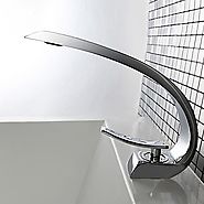 Contemporary Hot and Cold Water Brushed Nickel Bathroom Faucet At FaucetsDeal.com