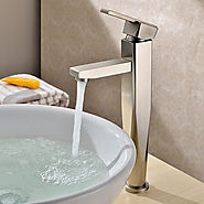 Contemporary Countertop Brass Nickel Brushed Bathroom Sink Faucet At FaucetsDeal.com