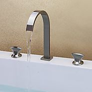 Contemporary Waterfall Brass Nickel Brushed Bathroom Sink Faucets At FaucetsDeal.com