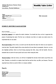 Monthly Sales Letter Template - Free Letter Templates