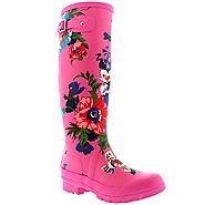 Womens Flower Print Floral Winter Snow Rain Waterproof Wellington Boots