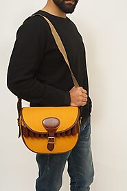 Canvas Leather Cartridge Bag | Yellow Canvas Bags