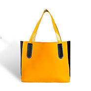 Genuine Yellow Leather Tote Bag | Leather Tote Hand Purse