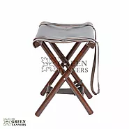 Leather Folding Seat Camping Stool - Ideal For Safari