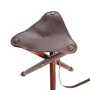 Leather Folding Tripod Camping Stool - Ideal For Safari