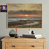 Sunset Beach Printable Wall Art Ocean instant Download Painting Digital File