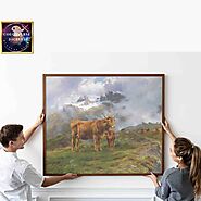 Highland Cattle Downloadable print neutral color famous art poster country decor Large wall art Farm Animal Art Scott...