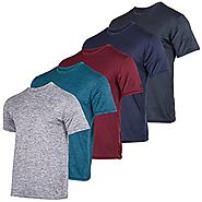 Real Essentials Mens Quick Dry Fit Dri-Fit Short Sleeve Active Wear Training Athletic Crew T-Shirt Gym Wicking Tee Wo...