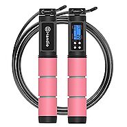 Jump Rope, H Handio Jump Rope with Counter, Workout Jumping Rope with Steel Ball Bearings, Adjustable Length Speed Sk...