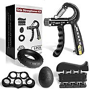 FLYFE Grip Strength Trainer Kit (5 Pack), Forearm Strengthener, Hand Squeezer Adjustable Resistance, Finger Stretcher...