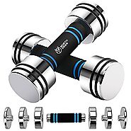 Hand Weight Set of 2 for Women 5lb Pair (3lb/4lb/5lb) Adjustable Dumbbells with Foam Handles Chrome Home Exercise Gym...