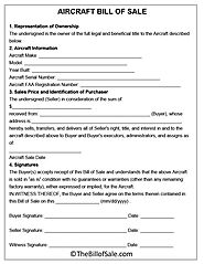 Aircraft Bill of Sale Form Template (Airplane) in PDF