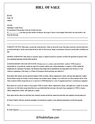Generic Bill of Sale Form Template in Printable PDF