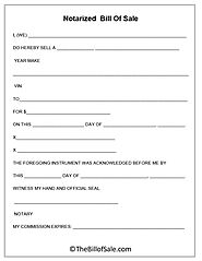 Notarized Bill of Sale Form Template in Printable PDF