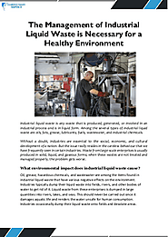 The Management of Industrial Liquid Waste is Necessary for a Healthy Environment