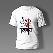 Om Namah Shivay T-Shirt Online | Unisex Cotton White Tshirt - Chitrkala