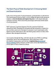The Next Phase of Web Development Embracing Web3 and Decentralization by Rebecca Wilson - Issuu