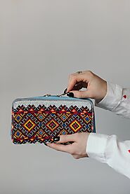 Purse embroidered with beads, women's Wallet . Purse embroidered with beads