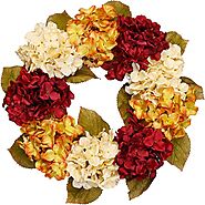 DDHS Fall Wreaths for Front Door, 20” Hydrangea Wreath for Wall Window Party Wedding Decor Indoor Outdoor, Artificial...