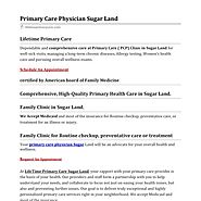 Primary Care Physician Sugar Land