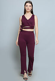 Elevate Your Elegance: Burgundy Top & Trousers Co-ord Set!