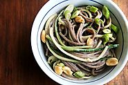 Soba Noodles with Peanut Dressing, Cucumbers and Scallions