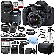 Black Canon EOS 2000D Rebel T7 DSLR Camera with EF S 18 55mm DC III and 75 300mm III Lenses canon2000D32gb canon2000D...