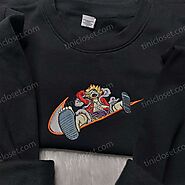 Monkey D. Luffy Nike Embroidered Shirt, One Piece Hoodie, Custom Nike Swoosh Sweatshirt - Small Gifts Great Love