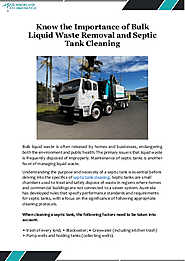 Know the Importance of Bulk Liquid Waste Removal and Septic Tank Cleaning