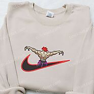 Yujiro Hanma x Nike Swoosh Anime Embroidered Shirt, Nike Inspired Embroidered Shirt, Best Gift for Family - Small Gif...