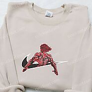 Yujiro Hanma x Nike Swoosh Anime Embroidered Sweatshirt, Nike Inspired Embroidered Shirt, Best Gift for Family - Smal...