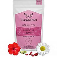 TeaNOURISH Hibiscus Rose Herbal Tea | CAFEEINE-FREE | 100% NATURAL INGREDIENTS | Hibiscus, Rose, Chamomile, Blue Corn...