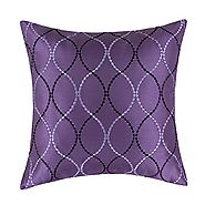 Euphoria Contempo Decorative Throw Pillow Cushion Covers Pillowcase Shell Faux Silk Light Purple Waves Embroidery 18"...